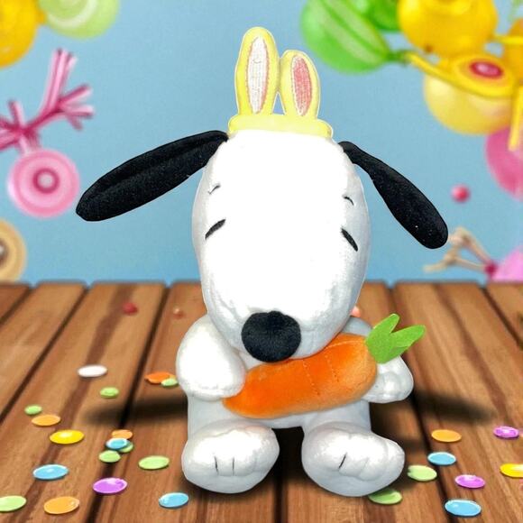 Hallmark Plush Peanuts Snoopy Dog Carrot Bunny Rabbit Ear Nursery Baby Shower 6" - Picture 12 of 12